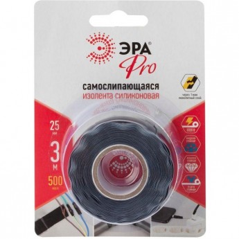 Изолента силиконовая самослипающаяся ЭРА Б0052254 PRO PROSS25 25ммх3м 0.5мм черный Изолента силиконовая самослипающаяся ЭРА Б0052254 PRO PROSS25 25ммх3м 0.5мм черный